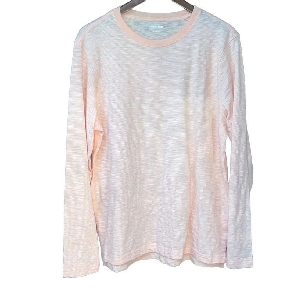 42-44 L Lightweight peach salmon long sleeve crewneck Lands’ End